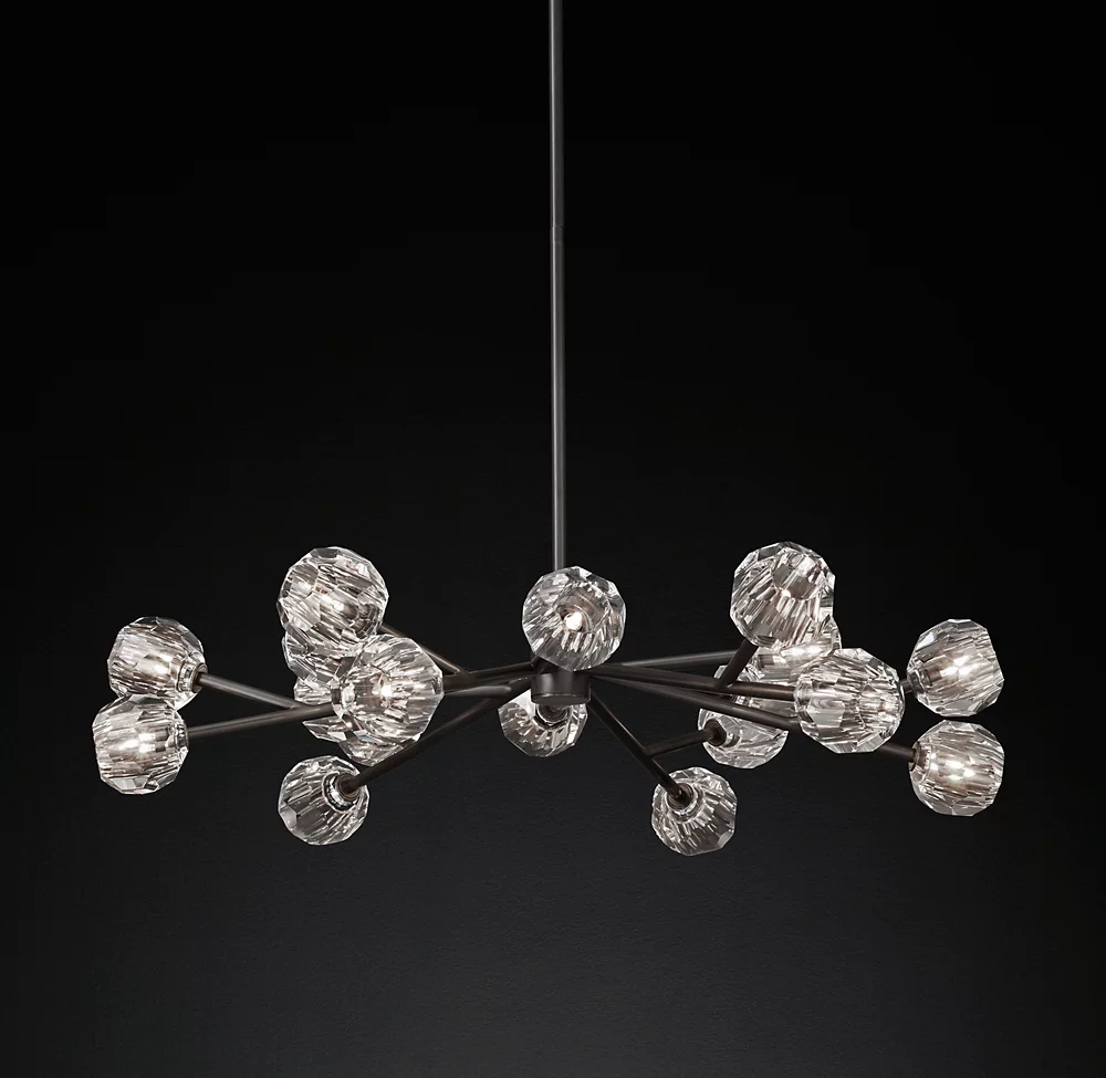 Bouble Crystal Clear Glass Round Chandelier 72"