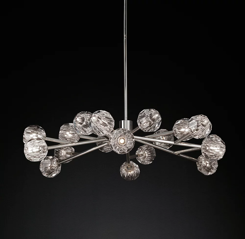 Bouble Crystal Clear Glass Round Chandelier 48"