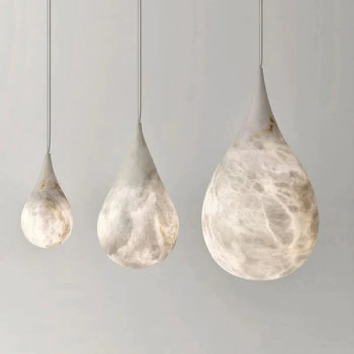Alabaster Teardrop Single Pendant Light 7"D