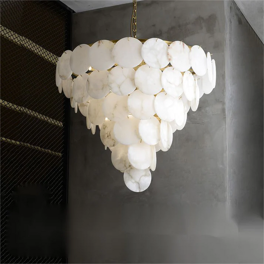 Alabaster Magnolia Multi-tiered Round Chandelier