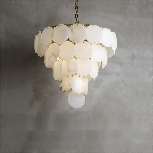 Alabaster Magnolia Multi-tiered Round Chandelier