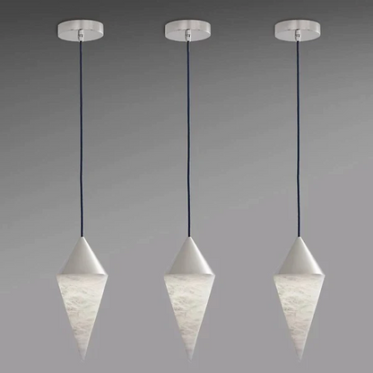Modern Alabaster Cone Pendant, Single Pendant Light