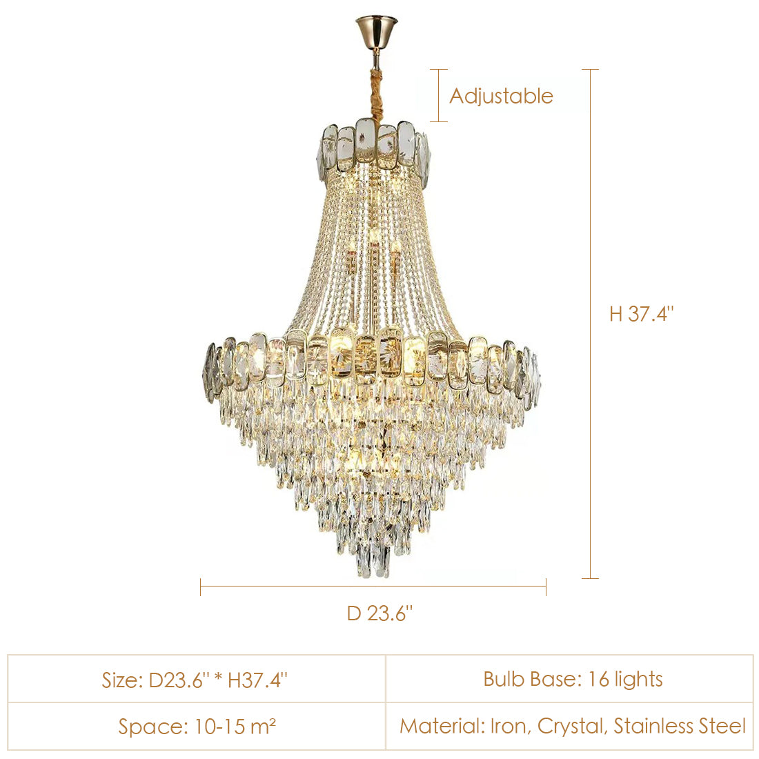Foyer Staircase Chandelier Luxury K9 Crystal Ceiling Light