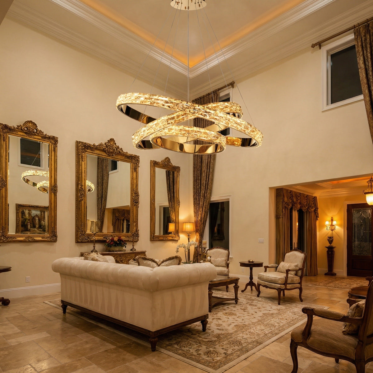 Ariis Triple Ring Crystal Chandelier