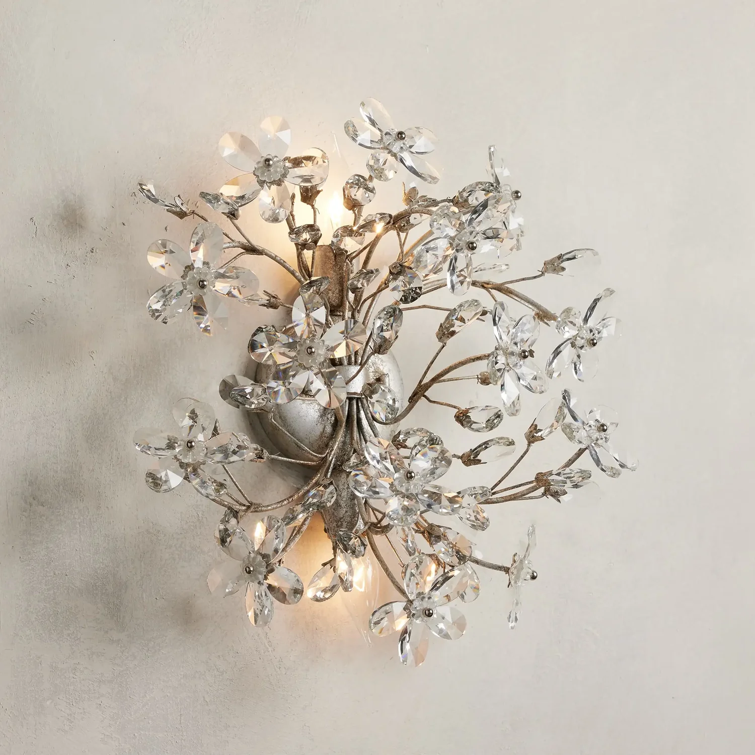 Fiore Crystal Flowers Wall Sconce 2-Light