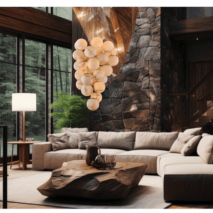 Cluster Alabaster Globe Chandelier - Merlin Lamps
