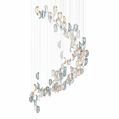 Galaxy Aqua Ripple Glass Meteor Shower Crystal Spiral Chandelier
