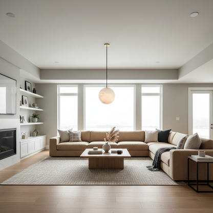 Culoud Alabaster Ball Pendant Light - living room Scene