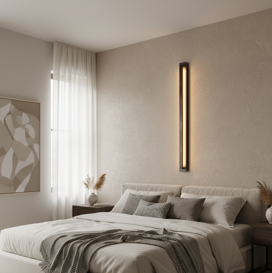 George Grand Iron LED Wall Sconce for Modern Ambient Lighting - bedroom Scene