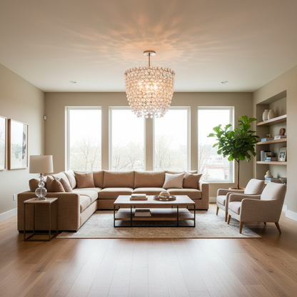 Cascading Crystal Drum Chandelier - living room Scene