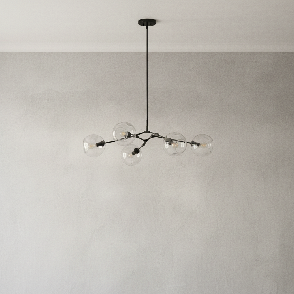 Modern Sputnik Smoky Gray/Amber Glass Branch Chandelier for Kitchen Island/Dining Room