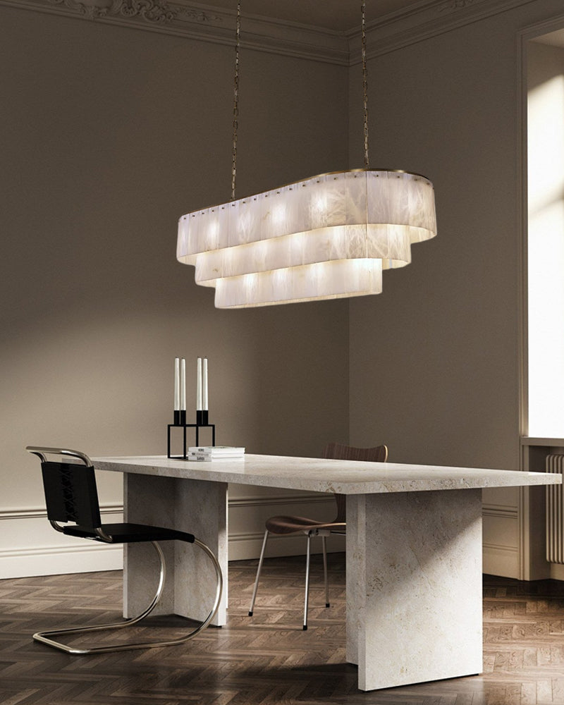 Stairwell Luxury Modern LED High Ceiling Large Alabaster Chandelier