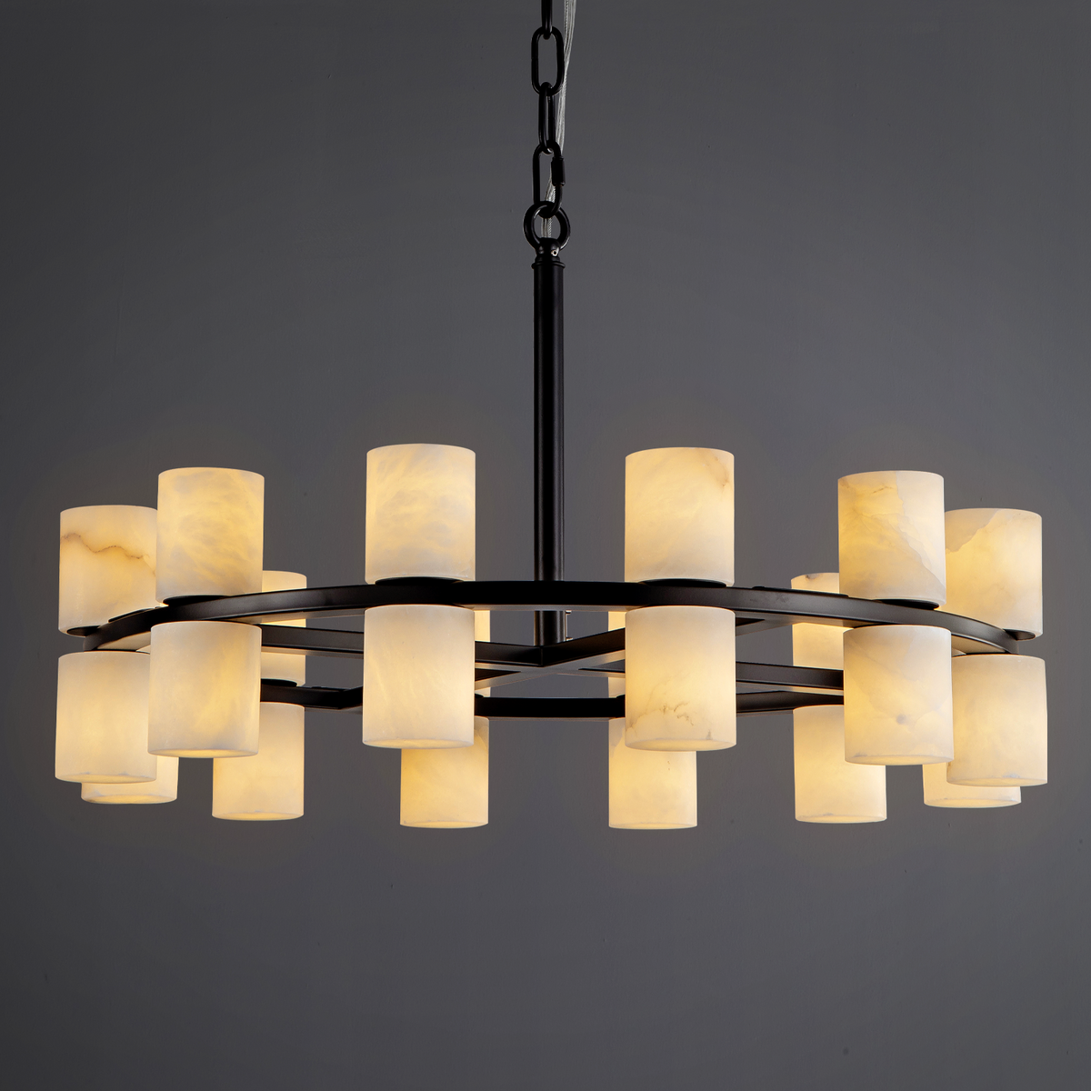Alabaster Goblet Duo Round Pendant D600 - Black