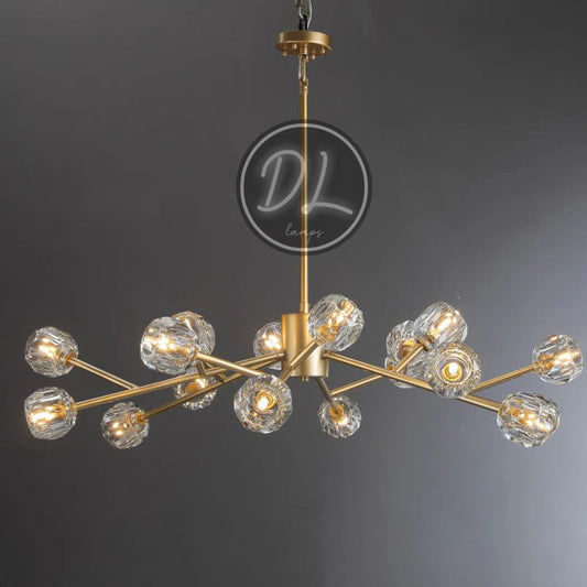 Dawn- Modern Design Niche Unique Hexagonal Crystal Chandelier-Lacquered Brass