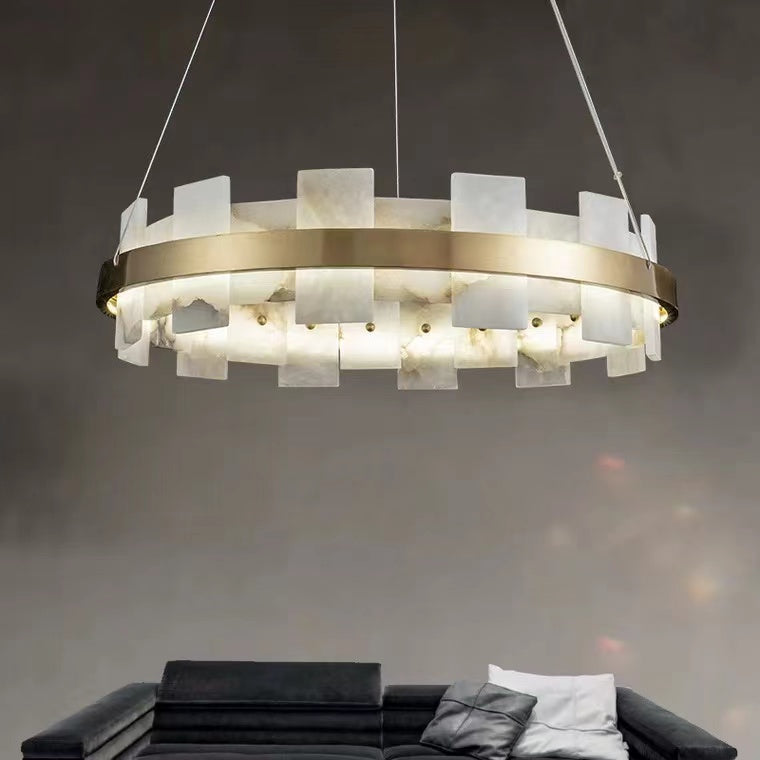 Denise Anita Modern Round Alabaster Chandelier