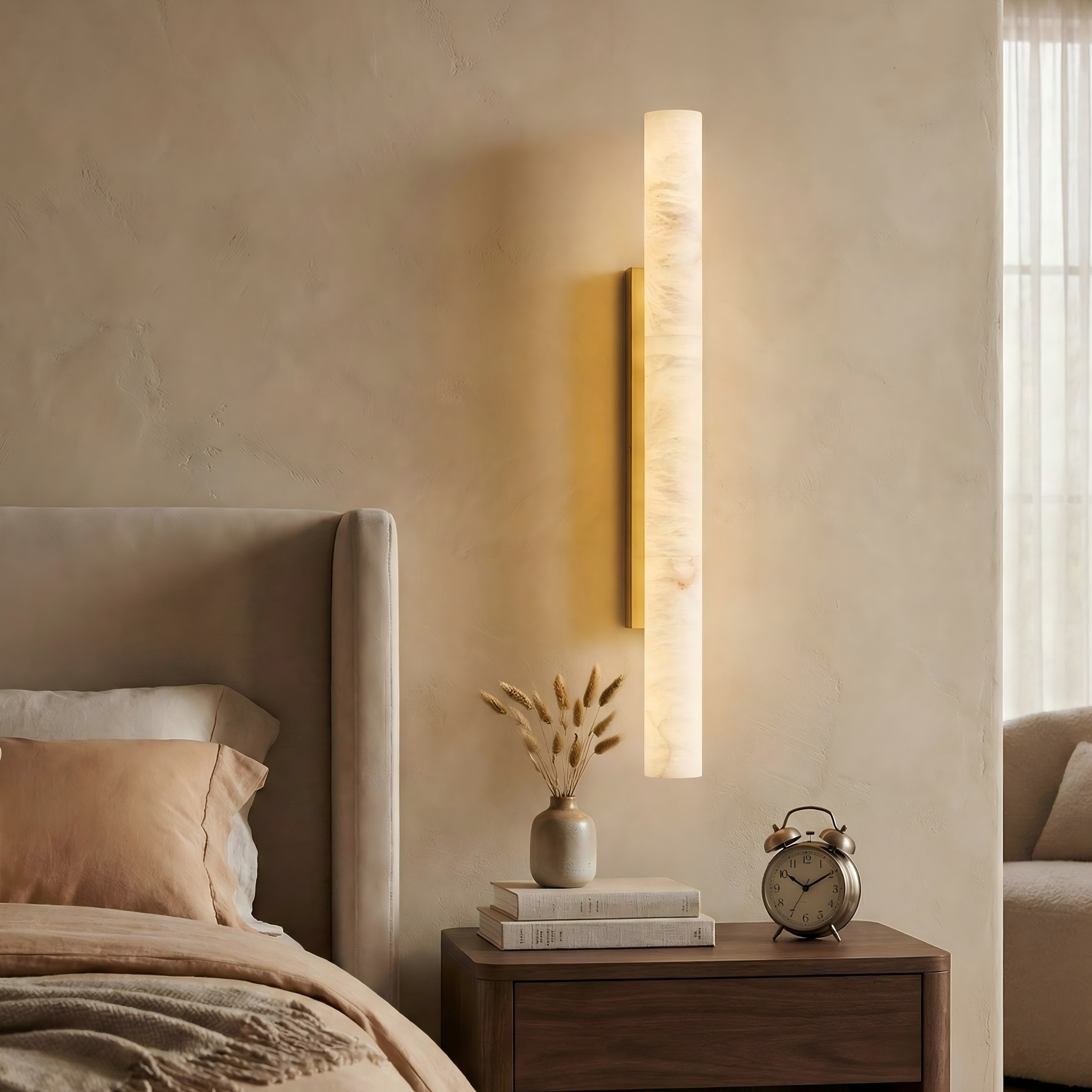 Solid Alabaster Grand Sconce