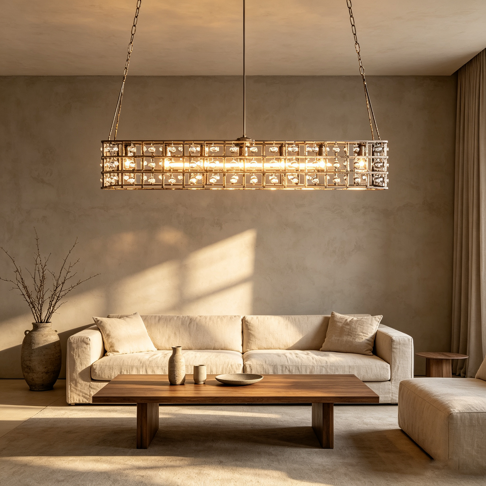 La Cage Rectangular Chandelier 7 Light