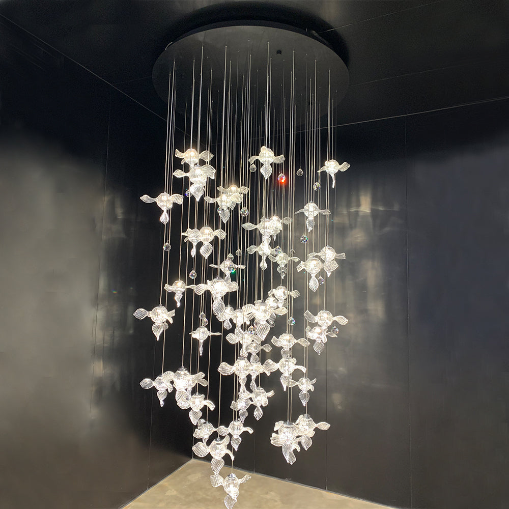 Modern Art Design Propeller-like Crystal Chandelier for Staircase/Villa/Foyer/High-ceiling Space