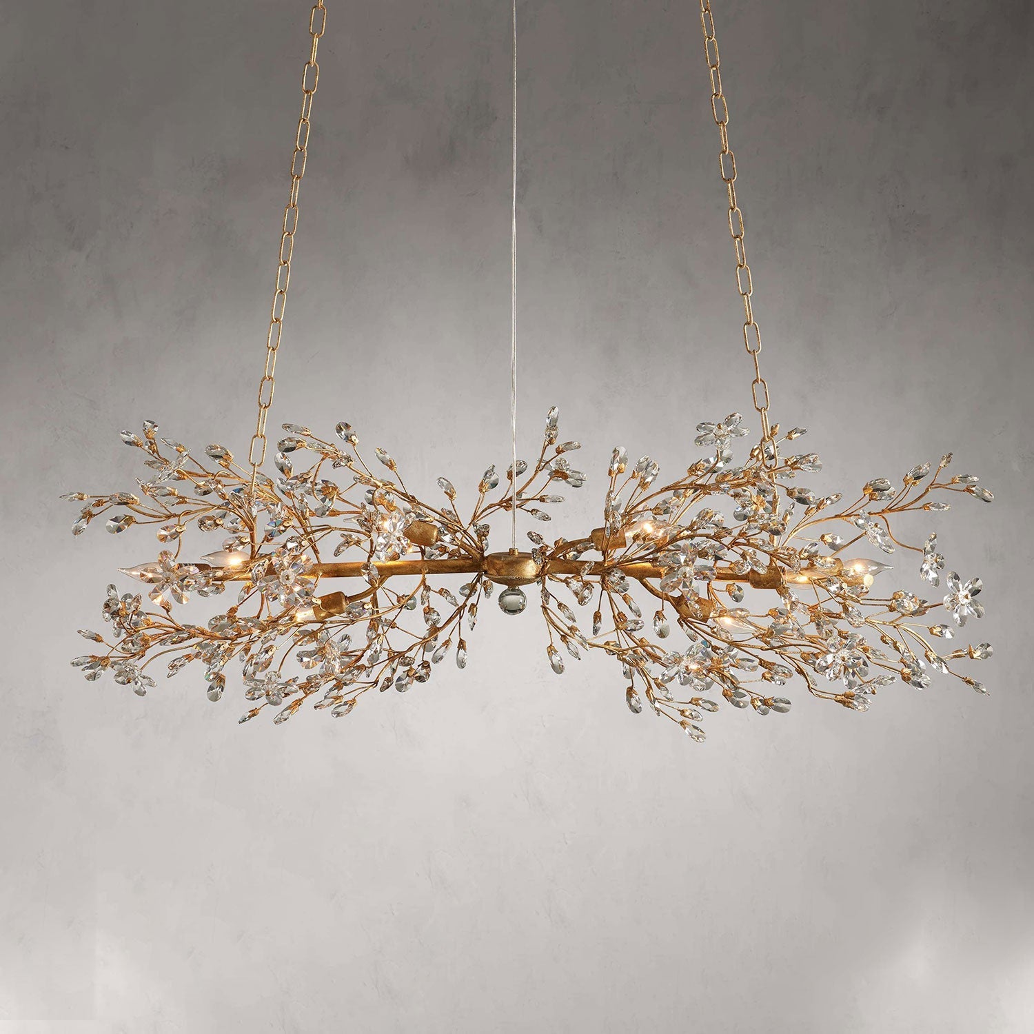 Fiore Crystal Flowers Creative Linear Chandelier 43", 51", 68"