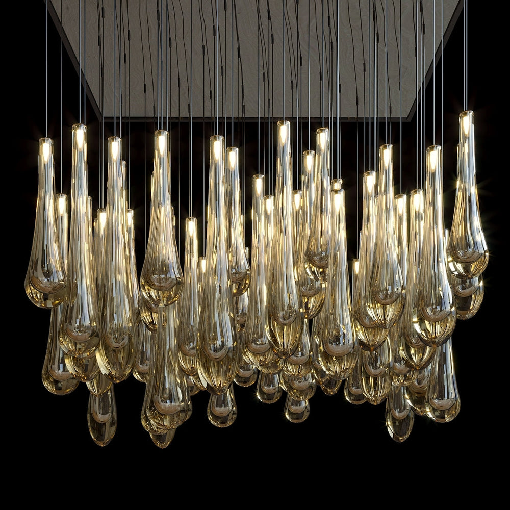 Aurelia Amber Teardrop Rain Glass Chandelier