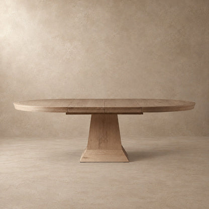 Round Oak Extension Dining Table with Leaves