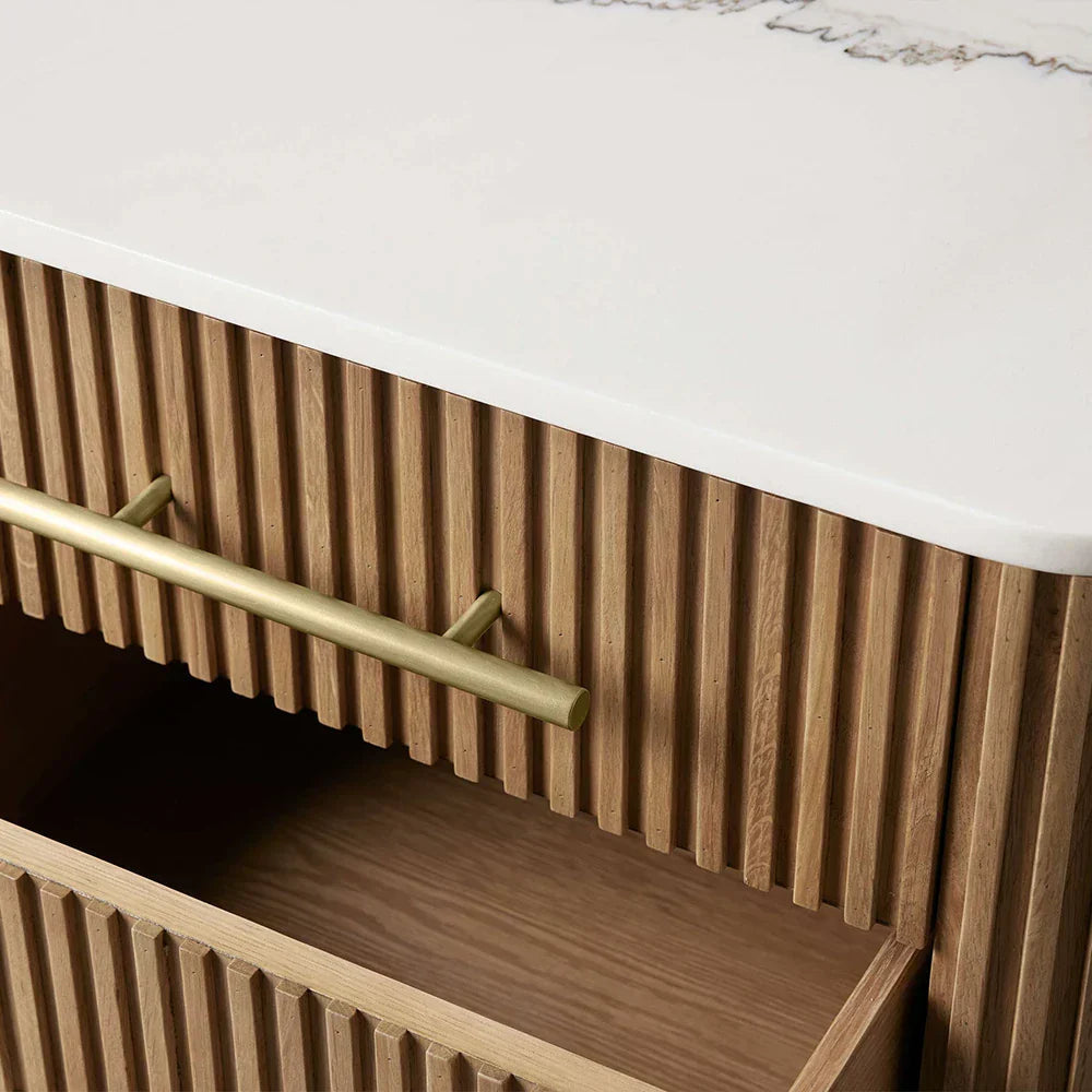 Double Drawer Bedside Chest with Stone Top