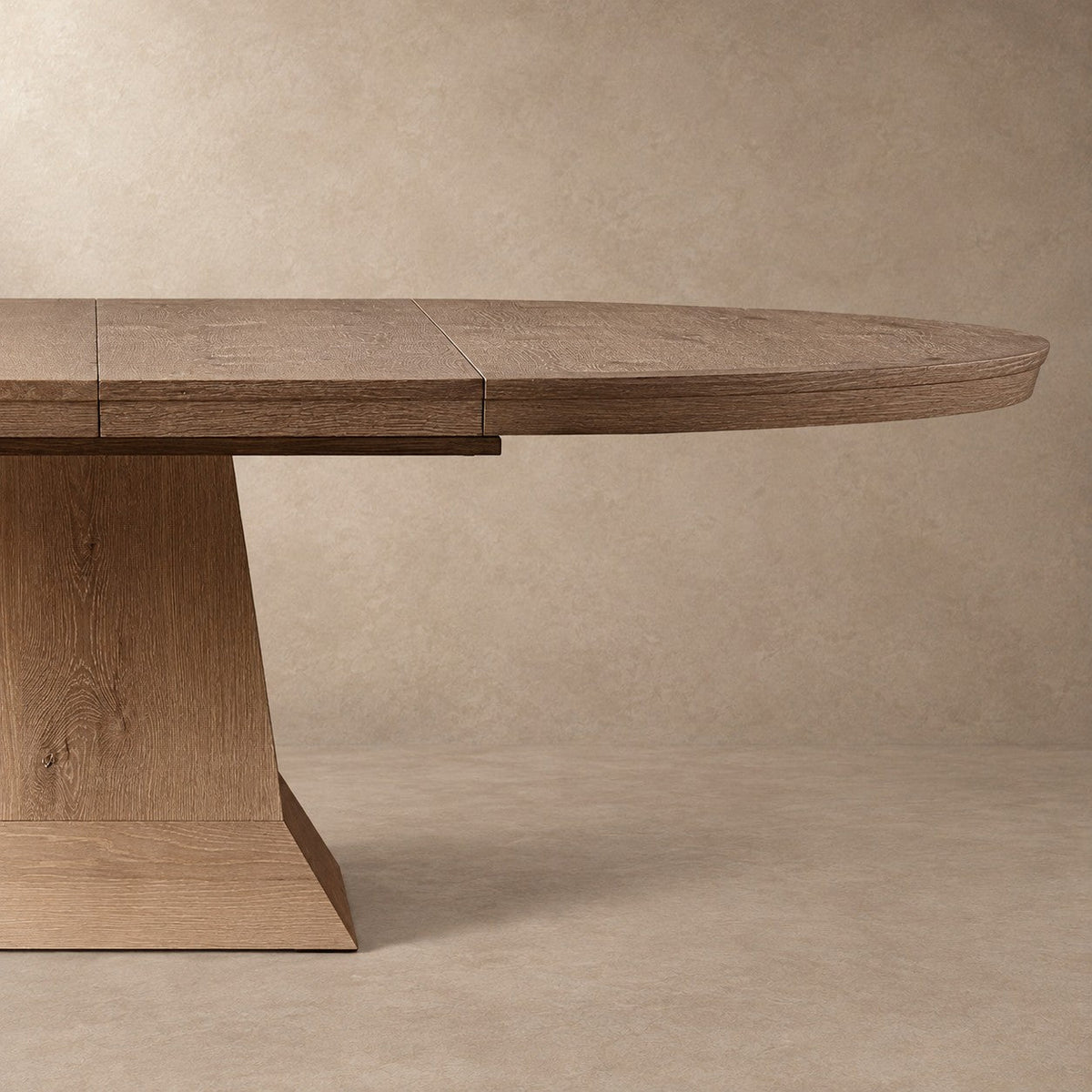 Round Oak Extension Dining Table with Leaves