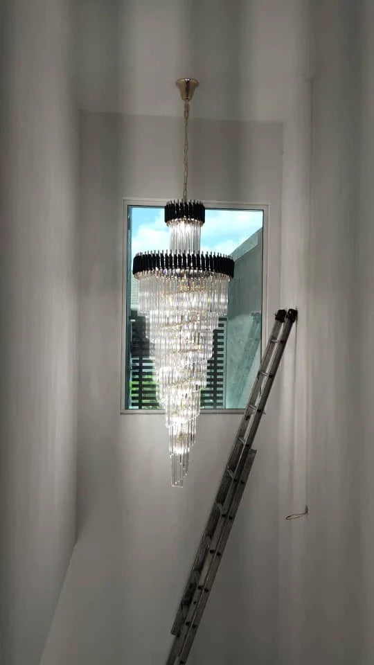 Classic Large Multi-layered Spiral Crystal Chandelier for Foyer/ Staircase