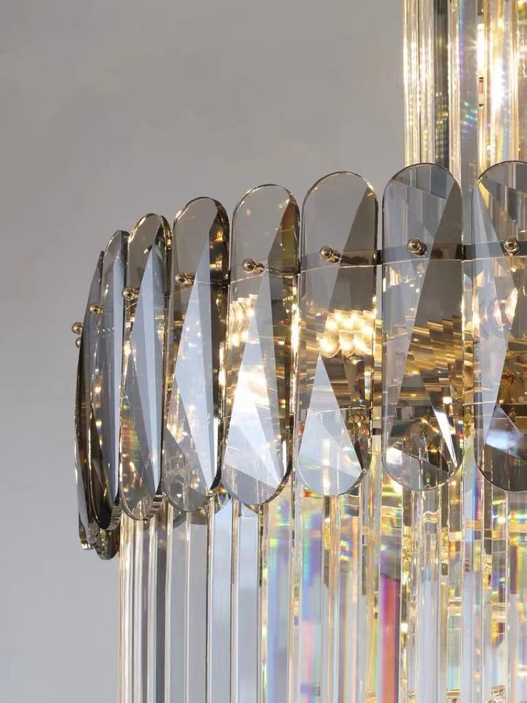 Luxury Extra Large Foyer Spiral Staircase Chandelier Long Crystal Ceiling Light Fixture