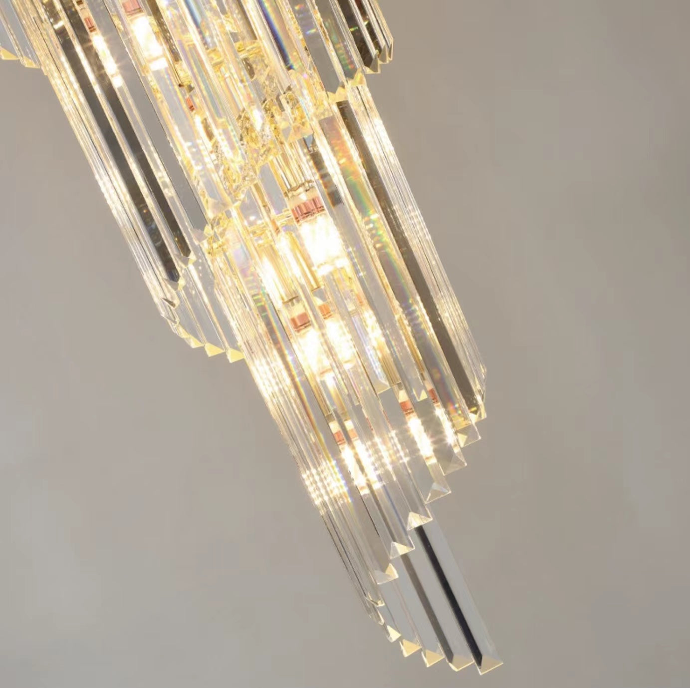 Luxury Extra Large Foyer Spiral Staircase Chandelier Long Crystal Ceiling Light Fixture