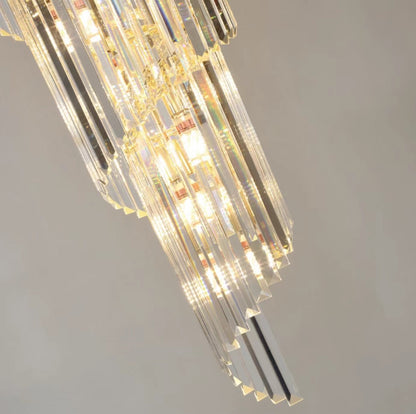 Luxury Extra Large Foyer Spiral Staircase Chandelier Long Crystal Ceiling Light Fixture