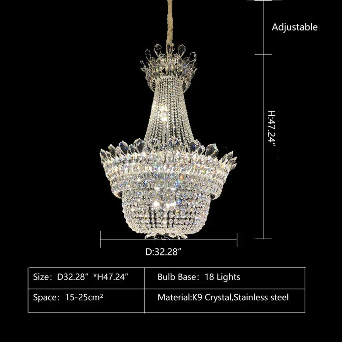 Empire Crystal Pendant Chandelier for Foyer/Entryway