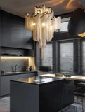 Post-Modern Extra Large Stainless Steel Long Tassel Chandelier for Large Living Room / Staircase / Villa / Duplexes