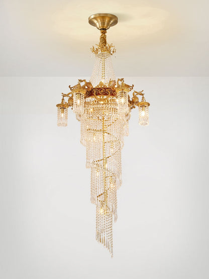 Extra Large Retro Luxury Full Copper Crystal Chandelier