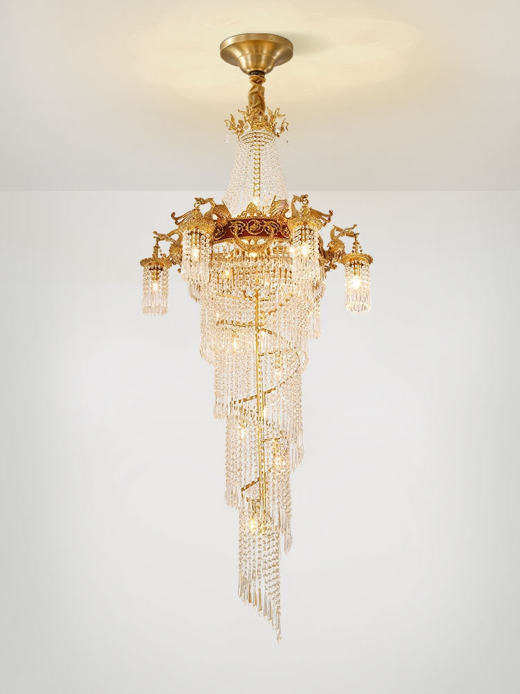 Extra Large Retro Luxury Full Copper Crystal Chandelier