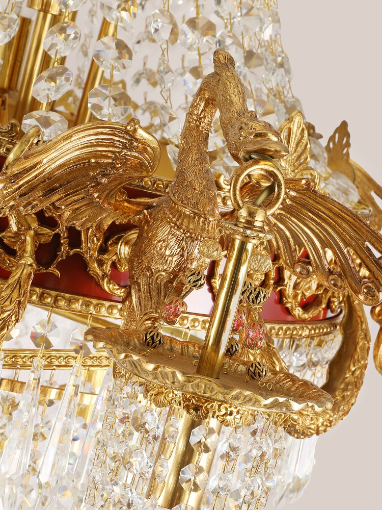 Extra Large Retro Luxury Full Copper Crystal Chandelier