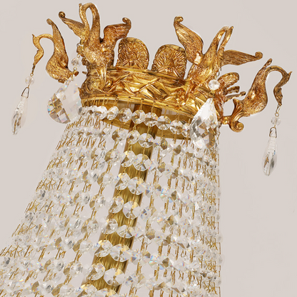 Extra Large Retro Luxury Full Copper Crystal Chandelier