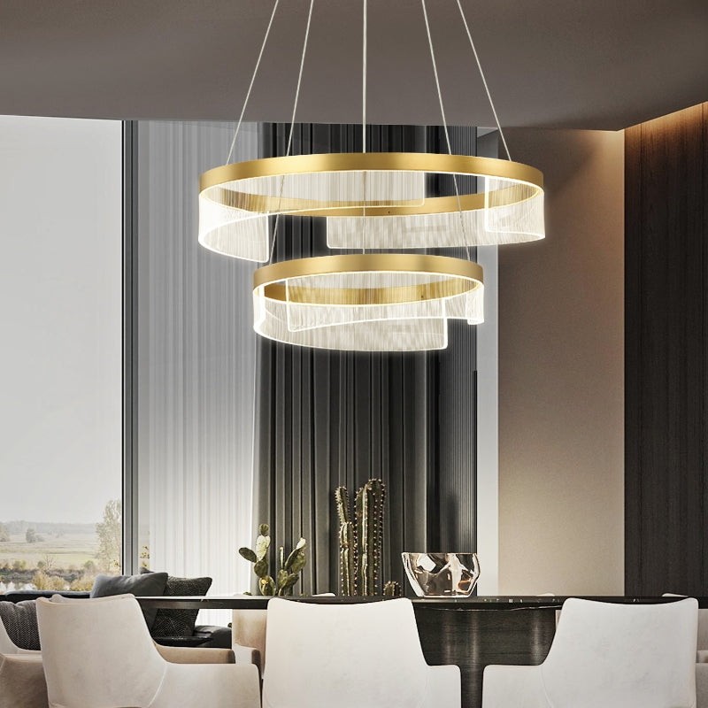 Designer Recommended Modern Simple Ring Round Acrylic Chandelier for Living Room/Bedroom/Dining Room