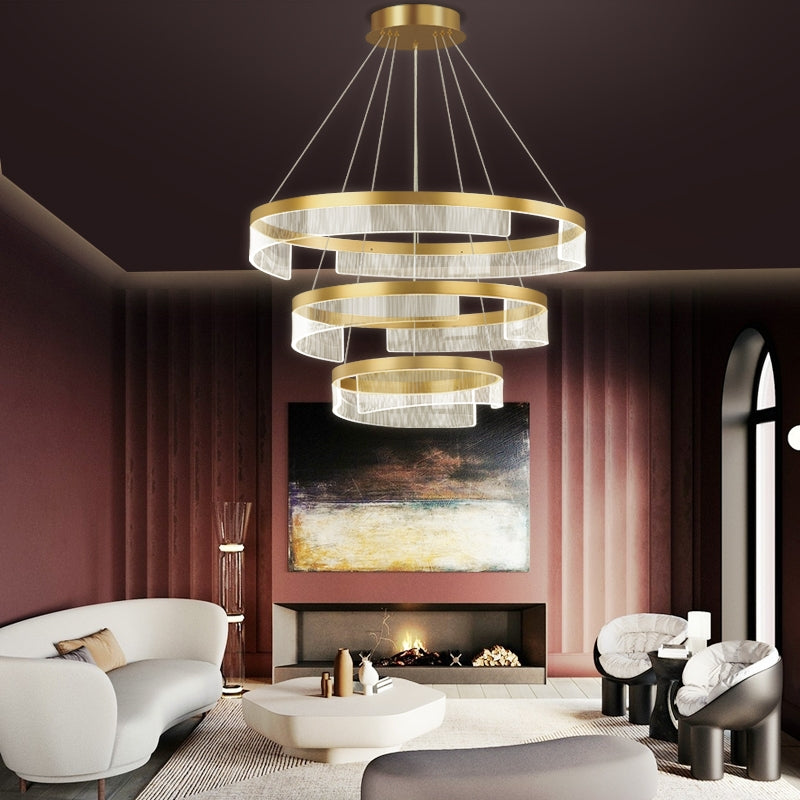 Designer Recommended Modern Simple Ring Round Acrylic Chandelier for Living Room/Bedroom/Dining Room