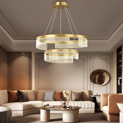Designer Recommended Modern Simple Ring Round Acrylic Chandelier for Living Room/Bedroom/Dining Room
