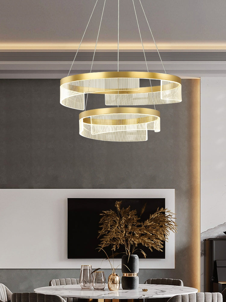 Designer Recommended Modern Simple Ring Round Acrylic Chandelier for Living Room/Bedroom/Dining Room