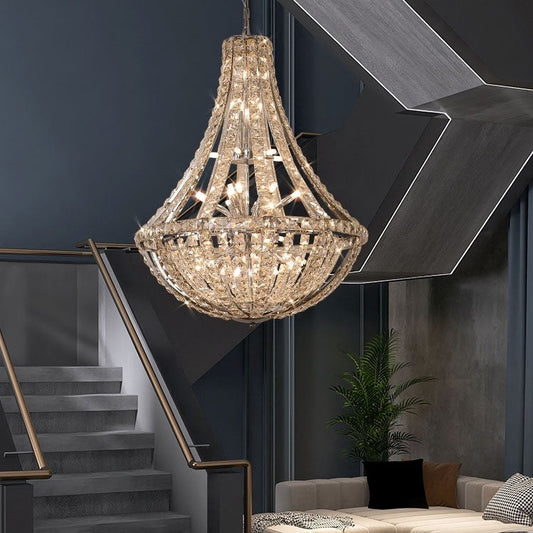 chandelier,chandeliers,oversize,huge,big,silver,chrome,led,crystal,metal,stainless steel,high ceiling,villa,duplex hall,loft,Hotel Lobby