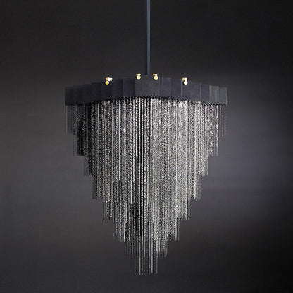 Extra Large Multi-tier Aluminum Tassel Chain Art Chandelier for Villa/Stairs/Foyer/Living Room