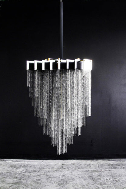 Extra Large Multi-tier Aluminum Tassel Chain Art Chandelier for Villa/Stairs/Foyer/Living Room