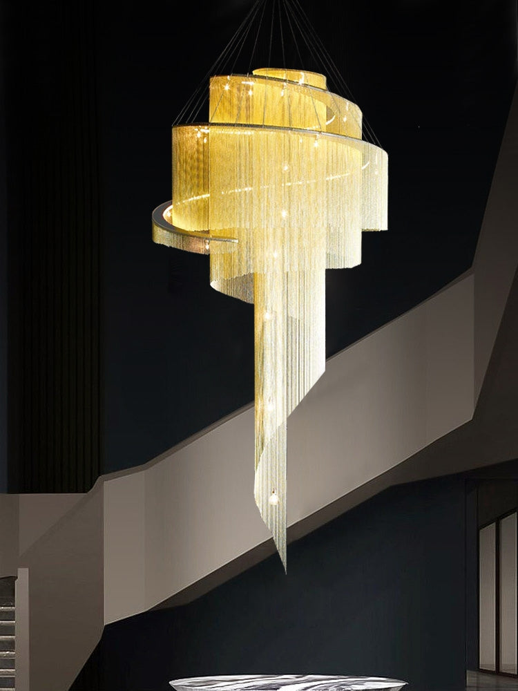 Extra Large Multi-layered Post-Modern Luxury Metal Chains Chandelier