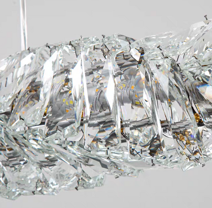 New Nordic Light Luxury Rectangle Brass and Crystal Pendant for Dining Room/Kitchen Island