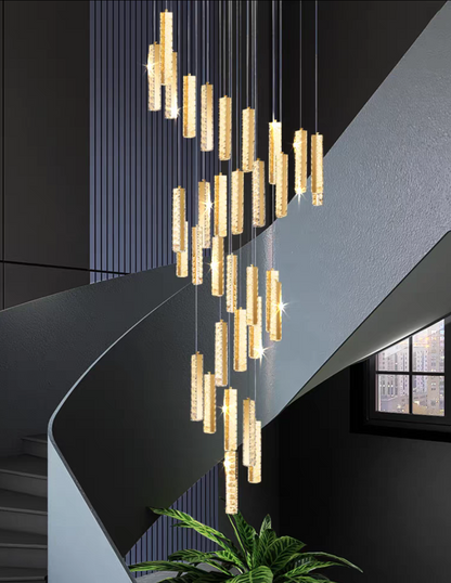 Extra Large Modern Spiral Crystal Ceiling Light Decoration for Staircase/ High Ceiling Living Room/ Hotel Lobby/ Hallway