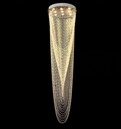 Extra Large Affordable Luxury Tiered Tassel Watefall Crystal Chandelier for Spiral Staircase/Villa/Hotel Lobby/Foyer