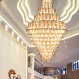 Extra Large Luxury Multi-tier Gold Pendant Glass Chandelier for Stairs/Large High-ceiling Room