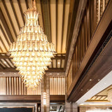 Extra Large Luxury Multi-tier Gold Pendant Glass Chandelier for Stairs/Large High-ceiling Room